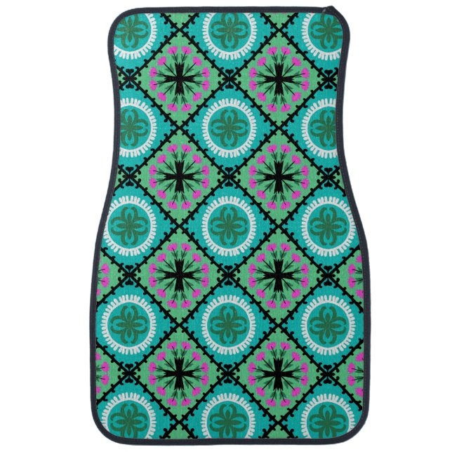 Suzani Pattern with Uzbek and Kazakh Motifs Car Mat (Front)