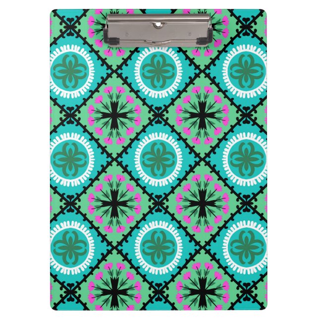 Suzani Pattern with Uzbek and Kazakh Motifs Clipboard (Front)