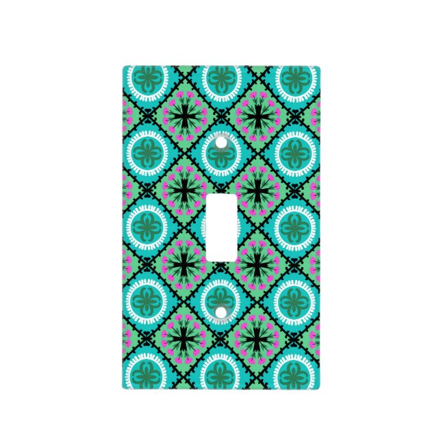 Suzani Pattern with Uzbek and Kazakh Motifs Light Switch Cover (Front)
