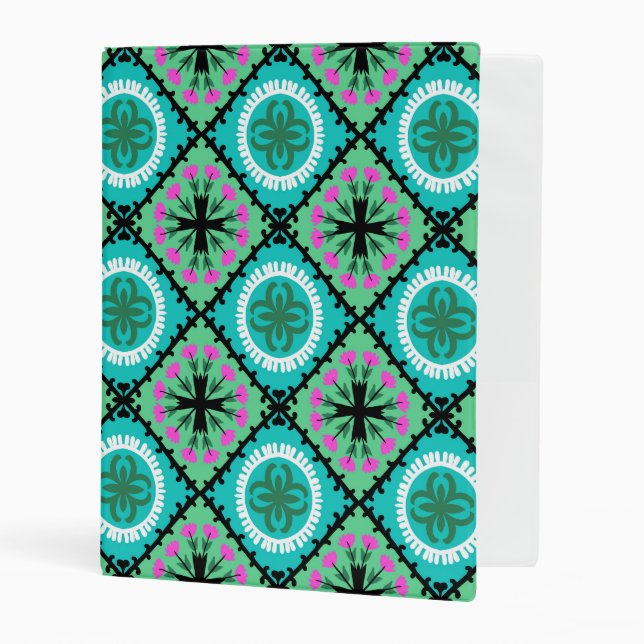 Suzani Pattern with Uzbek and Kazakh Motifs Mini Binder (Front/Inside)