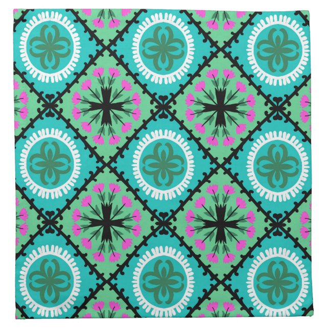 Suzani Pattern with Uzbek and Kazakh Motifs Napkin (Front)