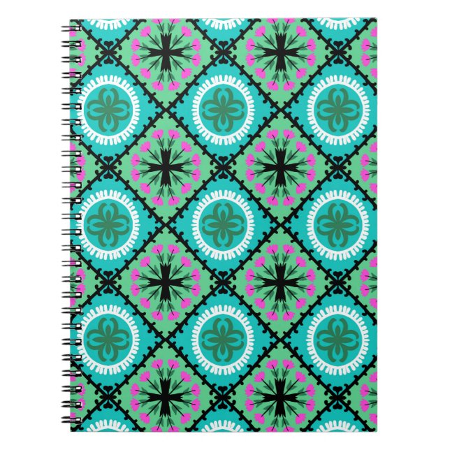 Suzani Pattern with Uzbek and Kazakh Motifs Notebook (Front)
