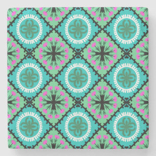 Suzani Pattern with Uzbek and Kazakh Motifs Stone Coaster