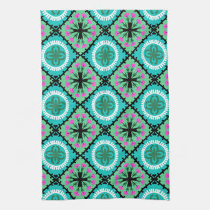 Suzani Pattern with Uzbek and Kazakh Motifs Towel