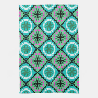 Suzani Pattern with Uzbek and Kazakh Motifs Towel