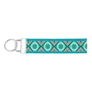 Suzani Pattern with Uzbek and Kazakh Motifs Wrist Keychain