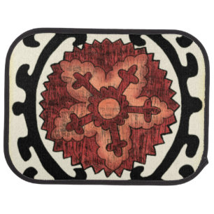Suzani Style Decorative Floral Pattern Car Floor Mat