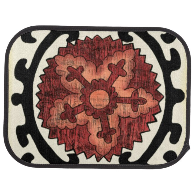 Suzani Style Decorative Floral Pattern Car Floor Mat (Rear)