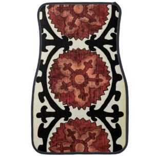 Suzani Style Decorative Floral Pattern Car Mat