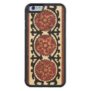 Suzani Style Decorative Floral Pattern Carved Maple iPhone 6 Bumper Case