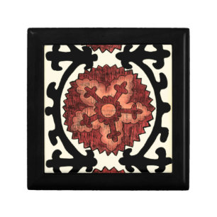 Suzani Style Decorative Floral Pattern Keepsake Box