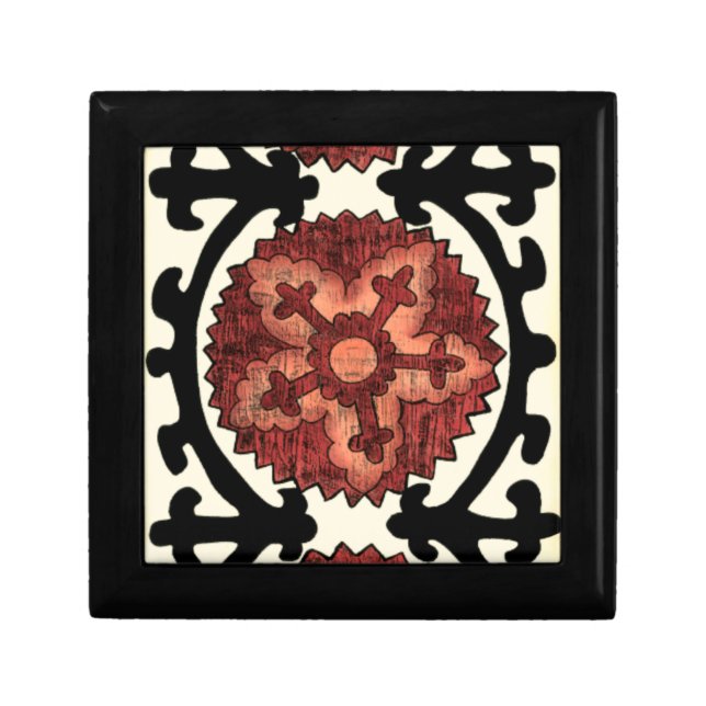Suzani Style Decorative Floral Pattern Keepsake Box (Front)