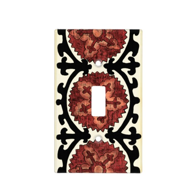 Suzani Style Decorative Floral Pattern Light Switch Cover (Front)
