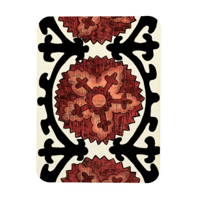 Suzani Style Decorative Floral Pattern Magnet (Vertical)