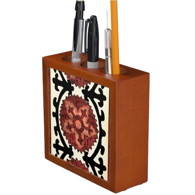 Suzani Style Decorative Floral Pattern Pencil/Pen Holder (In Situ)