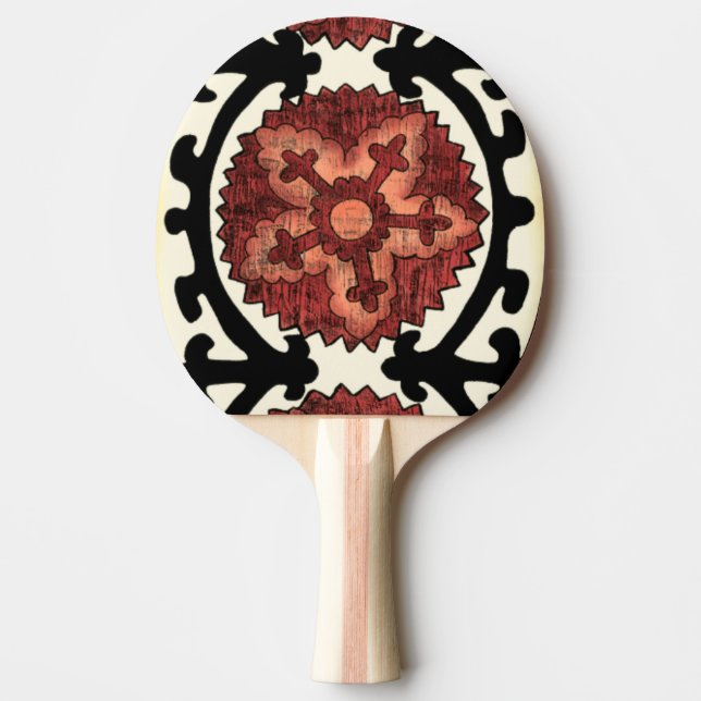 Suzani Style Decorative Floral Pattern Ping-Pong Paddle (Front)
