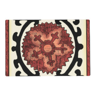 Suzani Style Decorative Floral Pattern Placemat