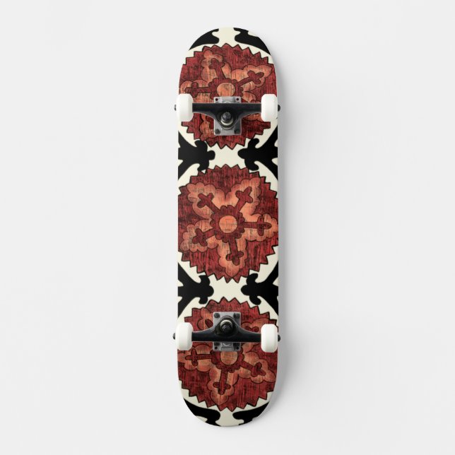Suzani Style Decorative Floral Pattern Skateboard Deck (Front)