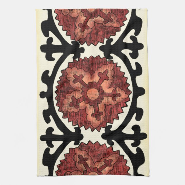 Suzani Style Decorative Floral Pattern Towel (Vertical)