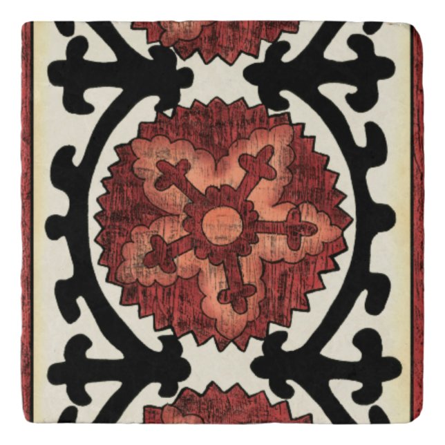 Suzani Style Decorative Floral Pattern Trivet (Front)