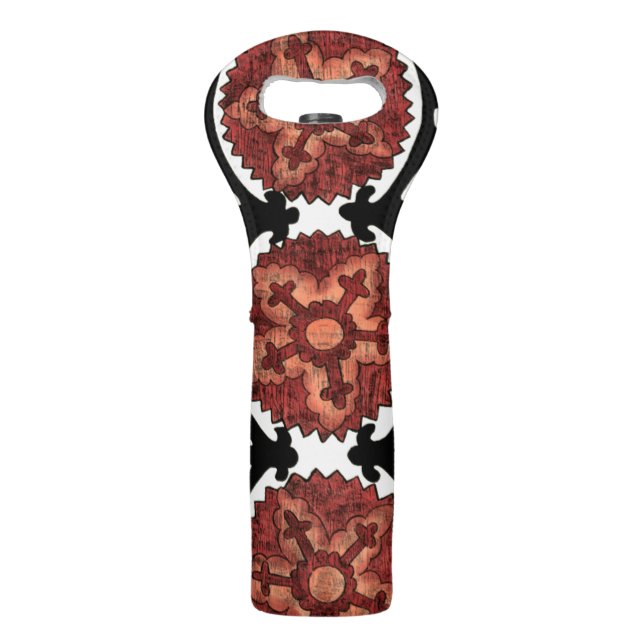 Suzani Style Decorative Floral Pattern Wine Bag (Back)