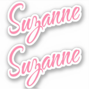 Suzanne name pink cursive font x2 sticker