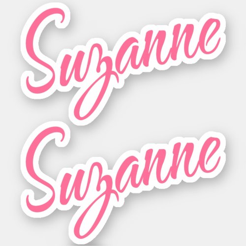 Suzanne name pink cursive font x2 sticker
