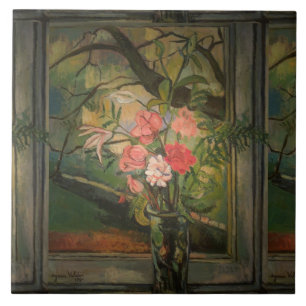 Suzanne Valadon Flowers in Front of a Window Ceramic Tile