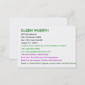 SUZEN WUERTH, 4973 Shoreline Dr, Polk City,Flor... Business Card (Front/Back)