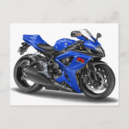 Suzuki GSX_R600 Blue Bike Postcard