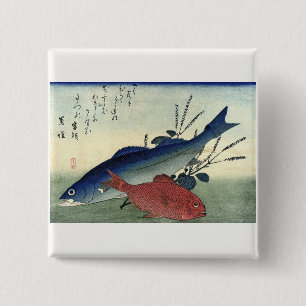 Suzuki & Kimmedai - Hiroshige's Japanese Fish Button