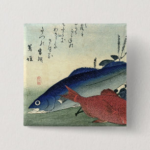 Suzuki & Kimmedai - Hiroshige's Japanese Fish Button