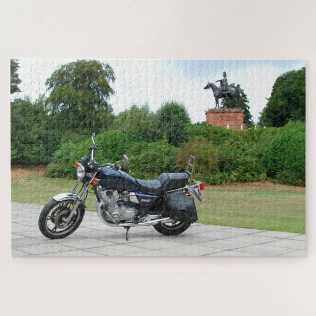 Suzuki motorbike in front of Wellington statue Jigsaw Puzzle (Horizontal)