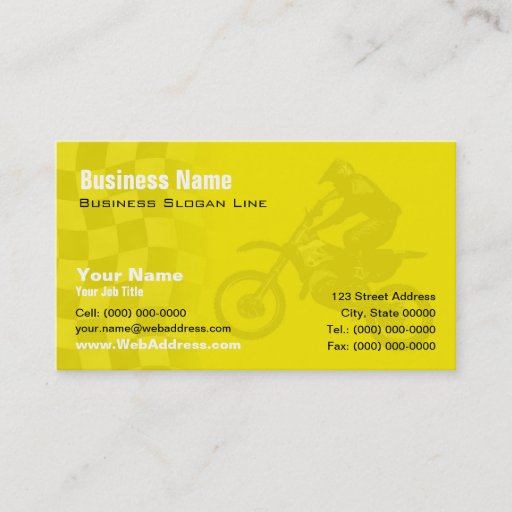 Customizable Suzuki Yellow Motocross Business Card