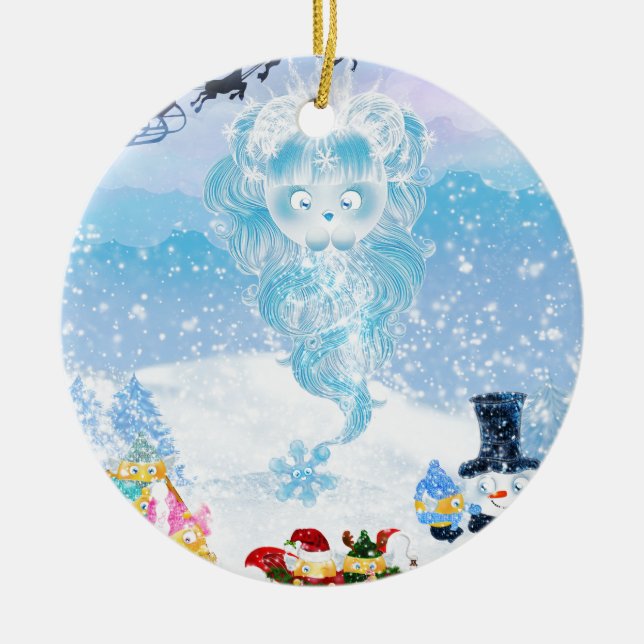 Suzy Snowflake is Coming to Town! Ceramic Ornament (Front)