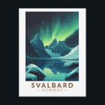Svalbard Norway Northern Lights Travel Art Vintage Postcard<br><div class="desc">Svalbard in a vector art style. One of the world’s northernmost inhabited areas,  it's known for its rugged,  remote terrain of glaciers and frozen tundra sheltering polar bears,  Svalbard reindeer and Arctic foxes.</div>