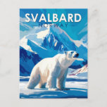 Svalbard Norway Polar Bear Travel Art Vintage Postcard