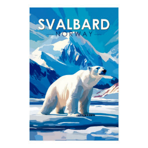 Svalbard Norway Polar Bear Travel Art Vintage Poster