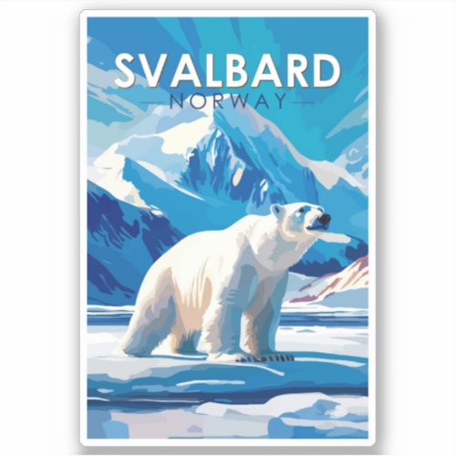 Svalbard Norway Polar Bear Travel Art Vintage Sticker