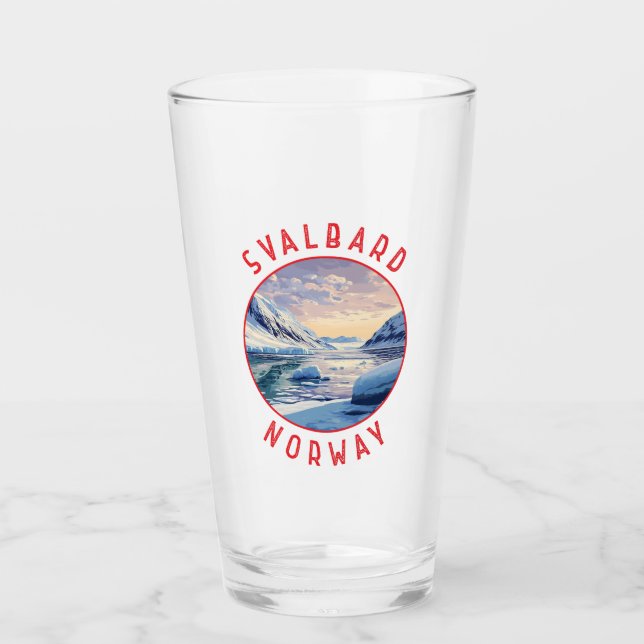 Svalbard Norway Retro Distressed Circle Glass (Front)
