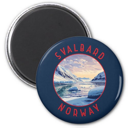 Svalbard Norway Retro Distressed Circle Magnet