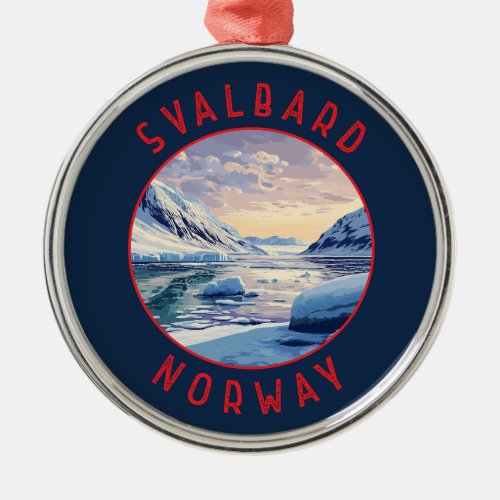 Svalbard Norway Retro Distressed Circle Metal Ornament