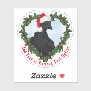 Svart Hona Chicken Wreath Christmas Sticker