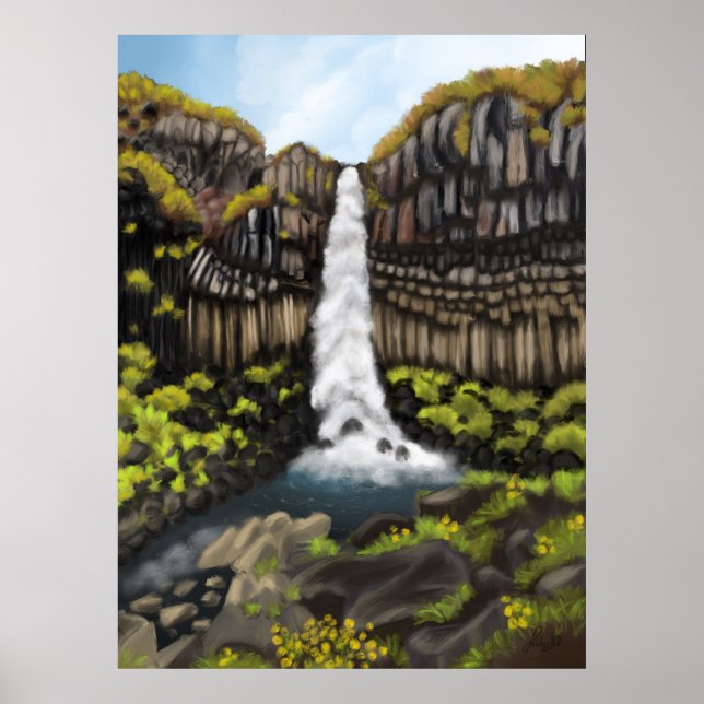 Svartifoss Serenity: Icelandic Waterfall Wonderlan Poster (Front)