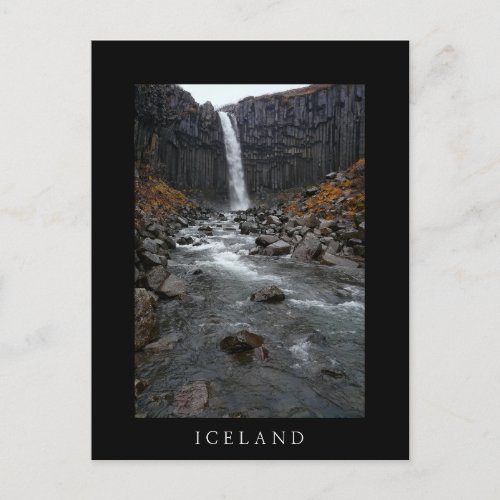 Svartifoss waterfall Iceland black postcard