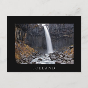 Svartifoss waterfall, Iceland black text postcard