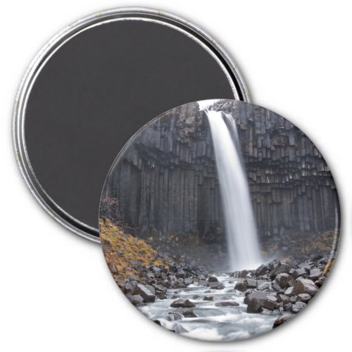 Svartifoss waterfall in Iceland round magnet