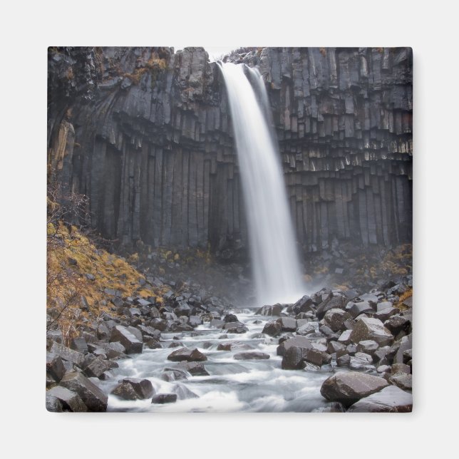 Svartifoss waterfall in Iceland square magnet (Front)