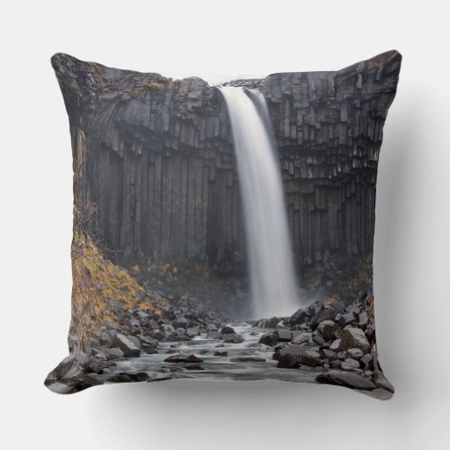 Svartifoss waterfall in Iceland throw pillow