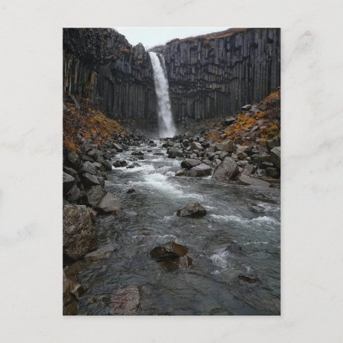 Svartifoss waterfall in Iceland vertical postcard